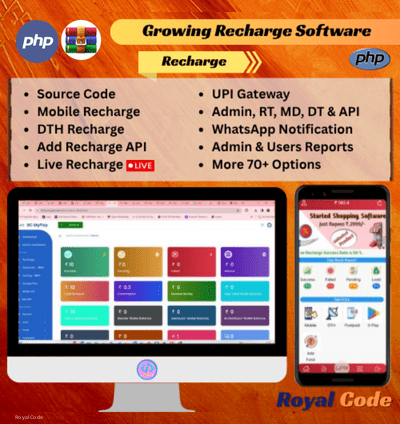 RYL104 Growing Recharge Software (PHP Laravel Version 8.1 Source Code and Database) Best Multi recharge Software | CPS Comapny