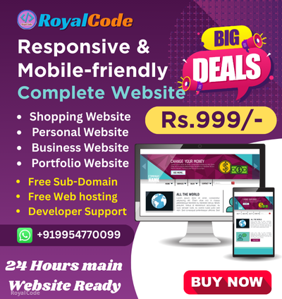 Responsive & Mobile-friendly Complete Website. Shopping Website Personal Website Business Website Portfolio Website